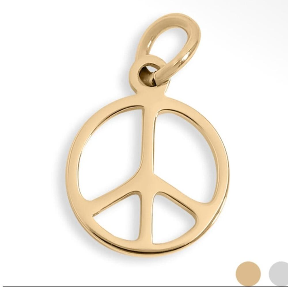 18K Gold Stainless Steel Peace Sign Charm